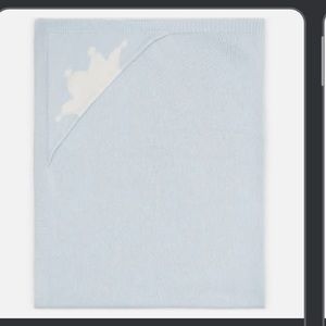 Marie Chantal Tino Crown Knitted Blanket in pale blue /  new with tags and box